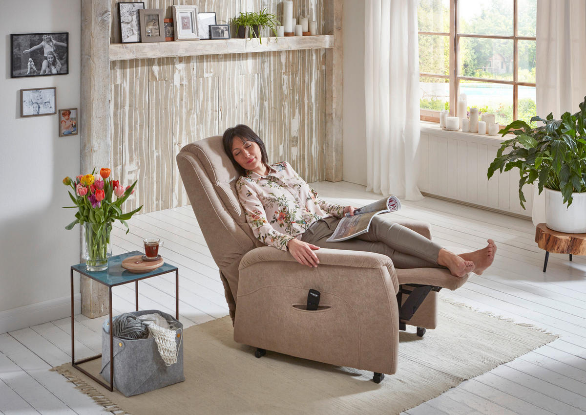 FERNSEHSESSEL in Mikrofaser Beige  - Beige/Schwarz, KONVENTIONELL, Kunststoff/Textil (70/105/88cm) - Valdera