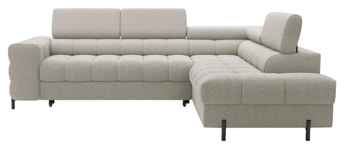 ECKSOFA FERUCCE in Teddystoff Beige  276/200 cm  - Beige/Schwarz, Design, Textil/Metall (276/200cm) - MID.YOU