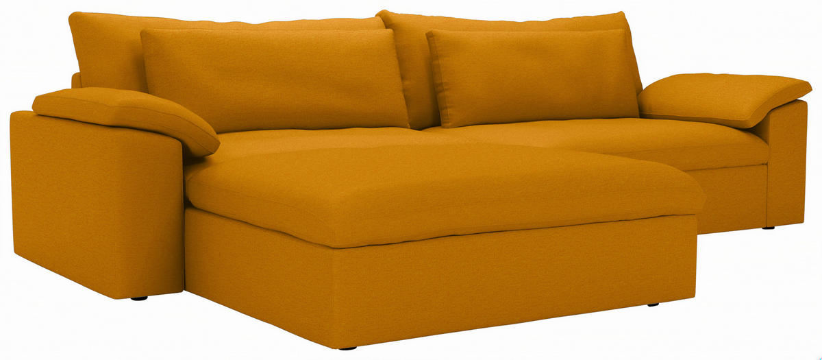 ECKSOFA Flachgewebe Currygelb  - Currygelb/Schwarz, Modern, Kunststoff/Textil (198/306cm) - Carryhome
