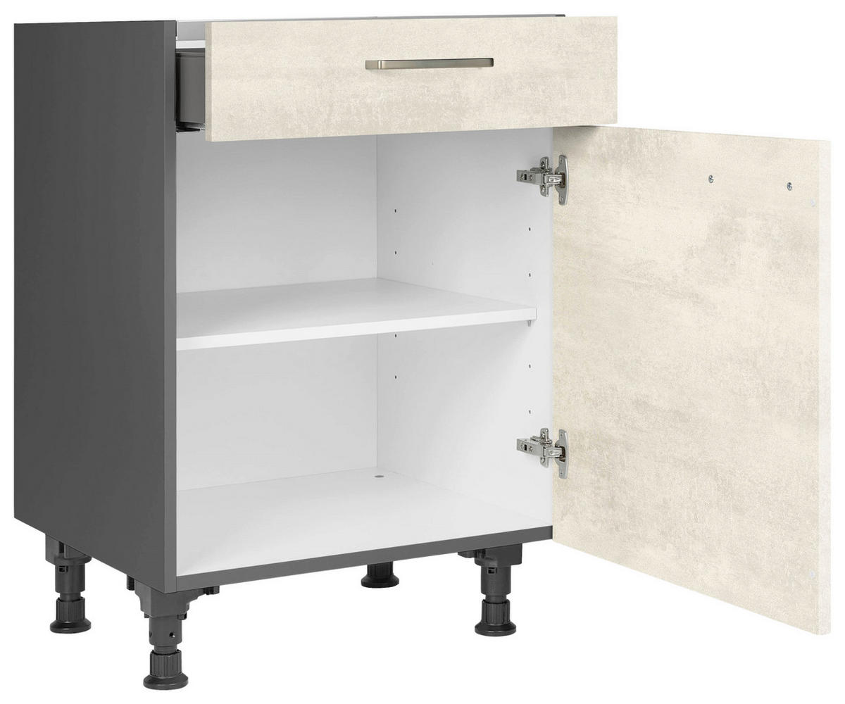 KOCHFELDUMBAUSCHRANK 60/87/56 cm  in  - Schieferfarben/Edelstahlfarben, MODERN, Holzwerkstoff/Metall (60/87/56cm) - Nobilia