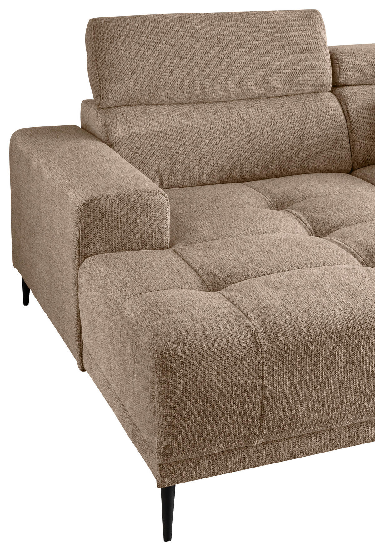 ECKSOFA in Chenille Hellbraun  - Hellbraun/Schwarz, Konventionell, Textil/Metall (200/188cm) - Livetastic