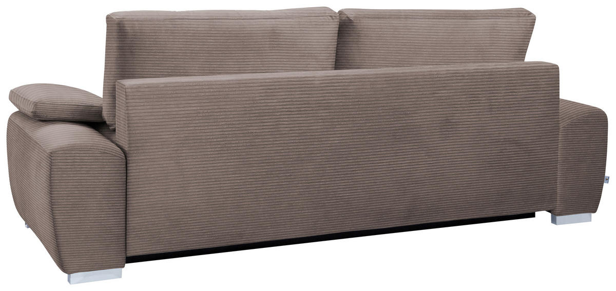 SCHLAFSOFA in Cord Cappuccino  - Chromfarben/Cappuccino, Design, Kunststoff/Textil (258/100/148cm) - Stylife
