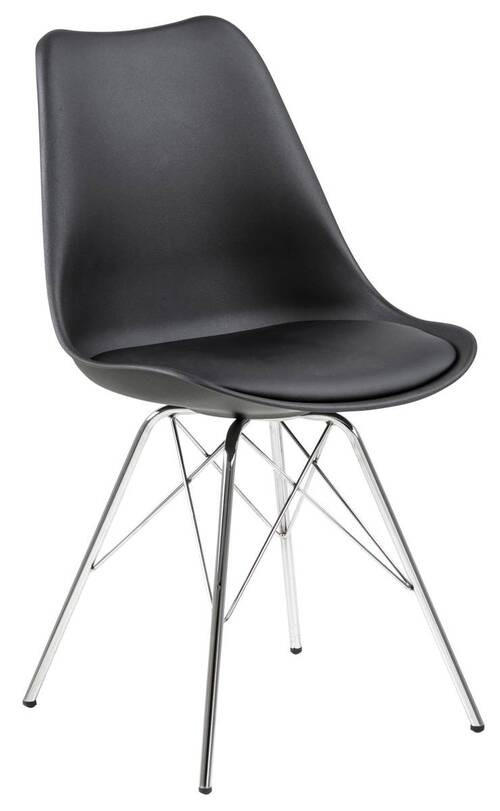 STUHL Schwarz, Chromfarben  - Chromfarben/Schwarz, Trend, Kunststoff/Textil (48,5/85,5/54cm) - Carryhome