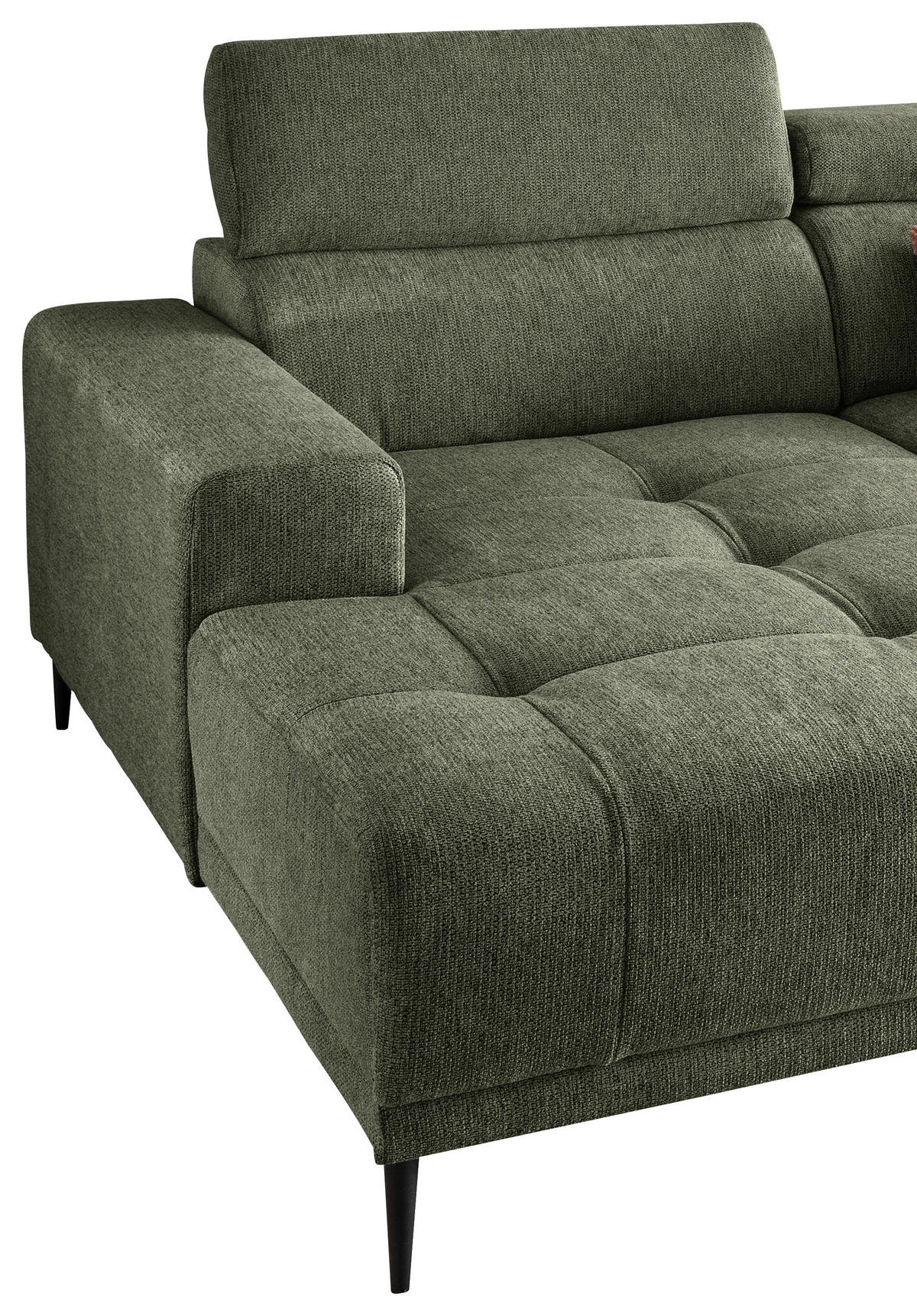 ECKSOFA in Chenille Dunkelgrün  - Dunkelgrün/Schwarz, Konventionell, Textil/Metall (200/188cm) - Livetastic