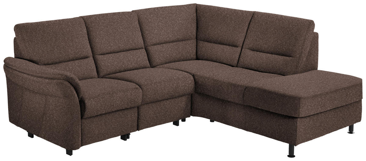 ECKSOFA in Flachgewebe Braun  - Schwarz/Braun, Modern, Textil/Metall (227/203cm) - Beldomo System