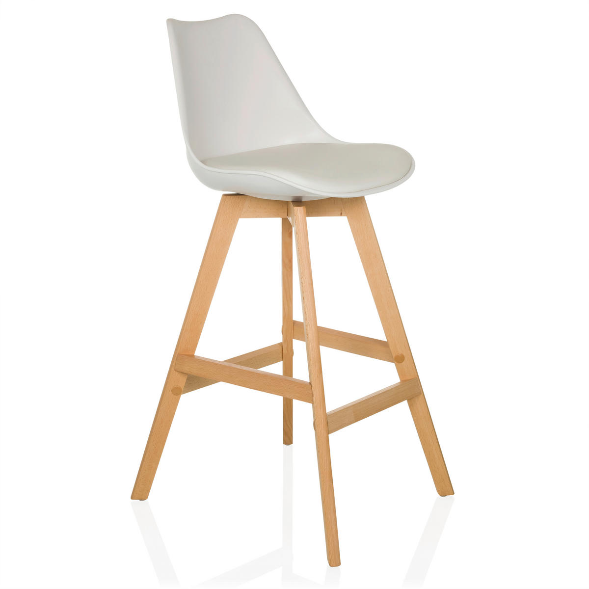 BARHOCKER-SET Weiß abwischbar  - Buchefarben/Weiß, MODERN, Holz/Kunststoff (51/99/51cm) - MID.YOU