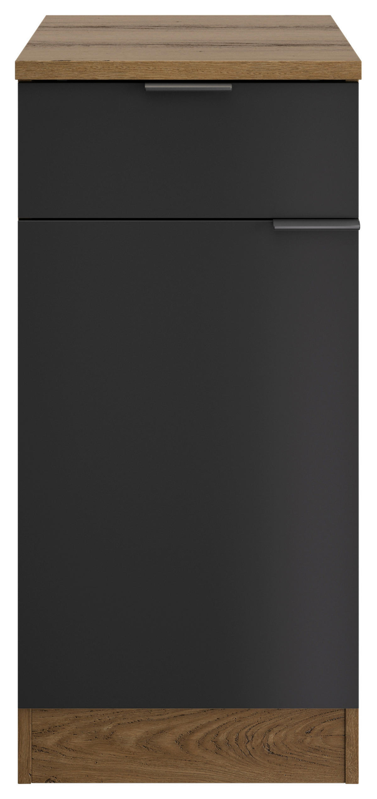 KÜCHENUNTERSCHRANK 40/86/60 cm  in Schwarz, Eichefarben  - Eichefarben/Schwarz, Basics, Holzwerkstoff/Metall (40/86/60cm) - MID.YOU