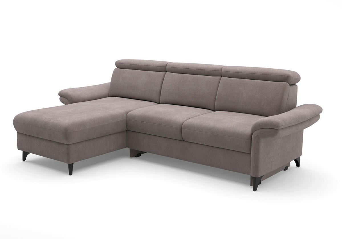 ECKSOFA GLENDALE E Taupe Flachgewebe  - Taupe/Schwarz, KONVENTIONELL, Textil/Metall (166/253cm) - Sit & More