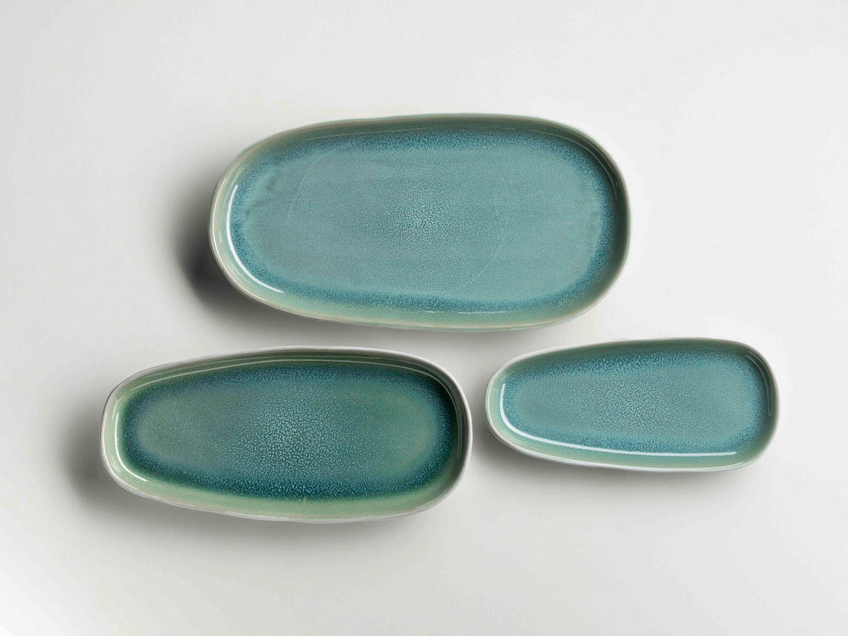 SERVIERPLATTEN-SET ELEA  - Hellgrün, Basics, Keramik - Mäser