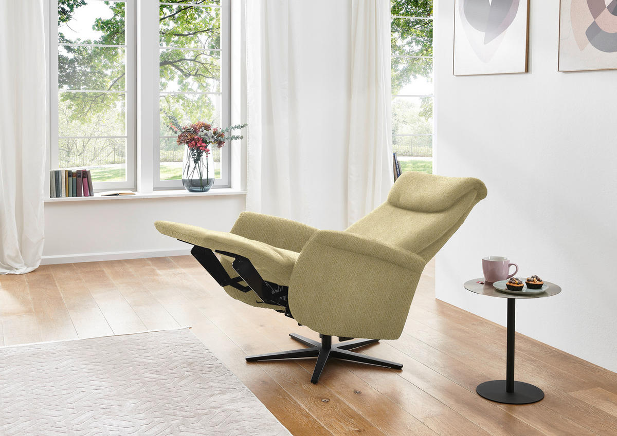 RELAXSESSEL in Textil Gelb, Hellgrün  - Gelb/Schwarz, Design, Textil/Metall (77/115/89cm) - Pure Home Comfort