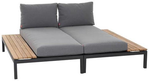 LOUNGEBETT Teakholz Aluminium  - Anthrazit/Grau, KONVENTIONELL, Holz/Textil - Siena Garden