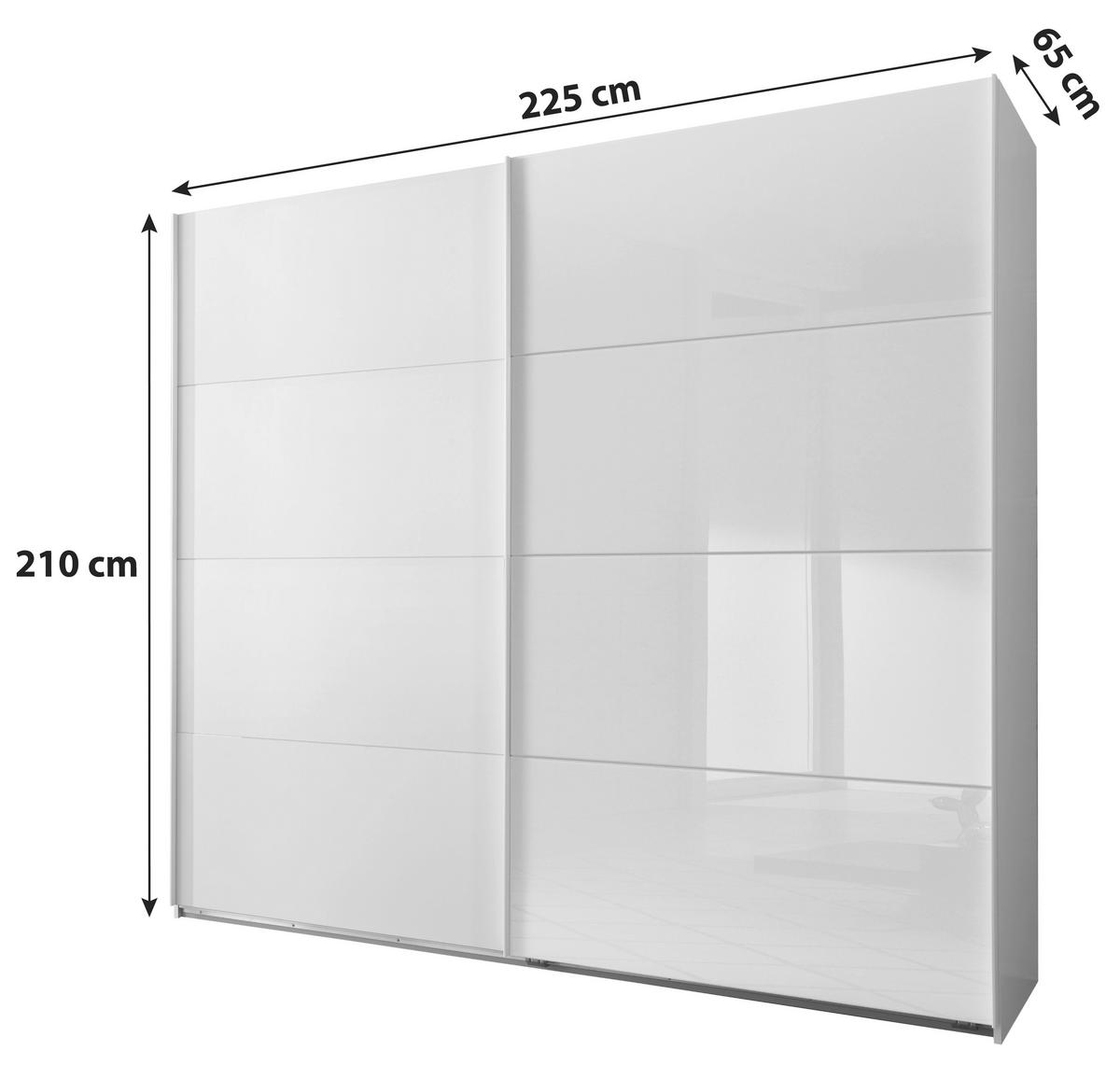 GARDEROB MED SKJUTDÖRRAR 225/210/65 cm 2-dörrar - vit, Basics, metall/trämaterial (225/210/65cm) - Livetastic