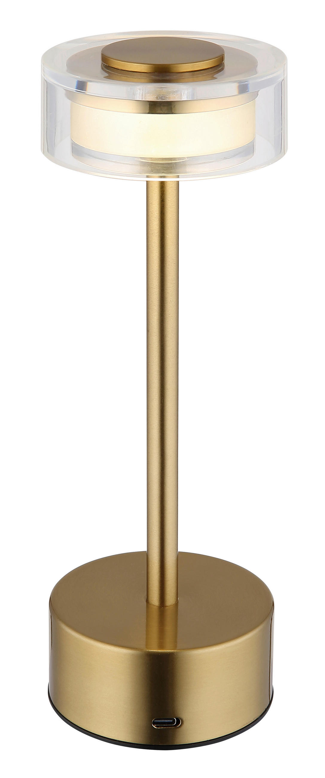 AKKU-TISCHLEUCHTE - Klar/Messingfarben, Design, Kunststoff/Metall (8/23,5cm) - Globo