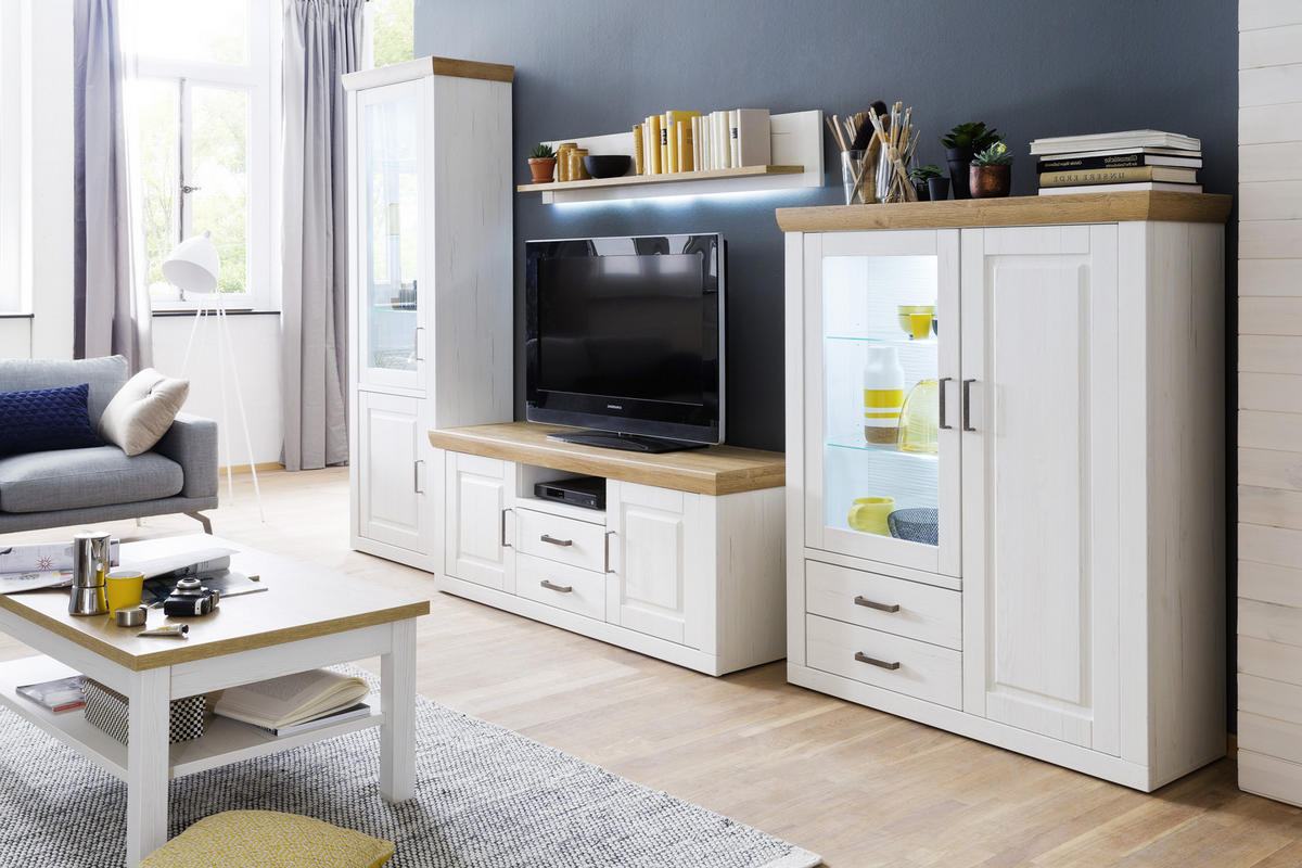 VYSOKÁ KOMODA, farba duba, farba pínie, 118/142/40 cm - čierna/farba duba, Lifestyle, kov/kompozitné drevo (118/142/40cm) - Livetastic