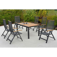 GARTENTISCHGRUPPE  - Graphitfarben/Naturfarben, KONVENTIONELL, Kunststoff/Metall - Gardenson