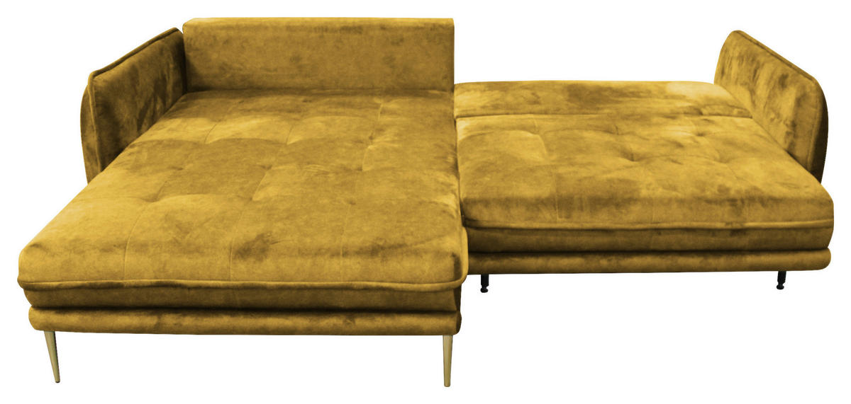 ECKSOFA in Velours Senfgelb  196/264 cm  - Goldfarben/Senfgelb, Design, Textil/Metall (196/264cm) - MID.YOU