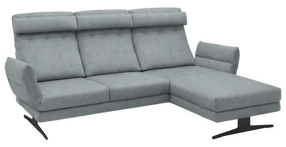 ECKSOFA  in Flachgewebe Hellblau  279-327/176-217 cm  - Schwarz/Hellblau, Design, Textil/Metall (279-327/176-217cm) - Dieter Knoll