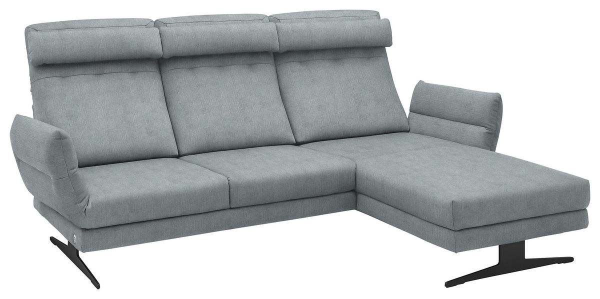 ECKSOFA in Flachgewebe Hellblau  - Schwarz/Hellblau, Design, Textil/Metall (279-327/176-217cm) - Dieter Knoll