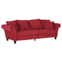 BIGSOFA in Flachgewebe Rot  - Dunkelbraun/Rot, KONVENTIONELL, Holz/Textil (270/80/110cm) - Livetastic