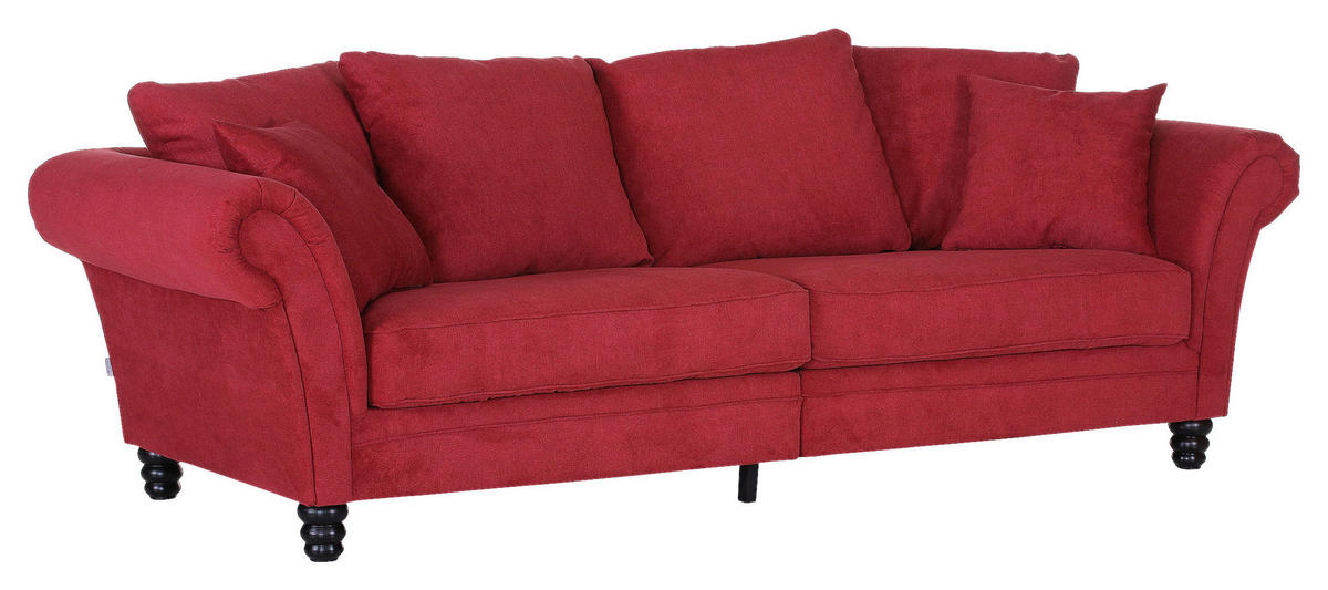 BIGSOFA in Flachgewebe Rot  - Dunkelbraun/Rot, KONVENTIONELL, Holz/Textil (270/80/110cm) - Livetastic