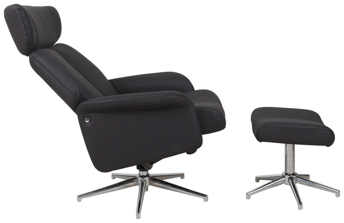 RELAXSESSELSET Mikrofaser    - Chromfarben/Schwarz, Design, Textil/Metall (76/97-109/76-107cm) - Carryhome