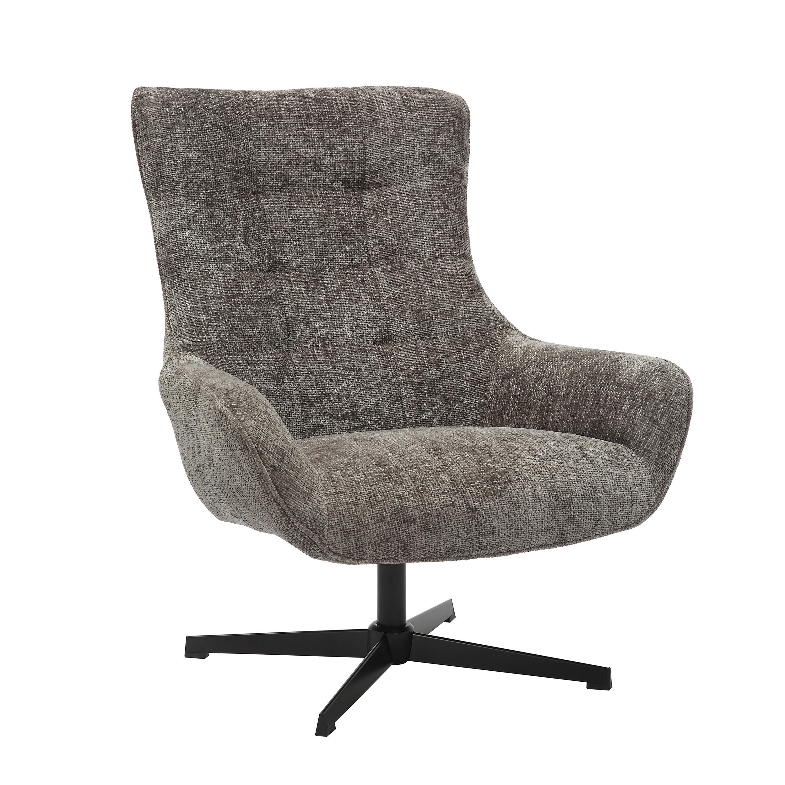 SESSEL in Chenille Dunkelgrau  - Dunkelgrau/Schwarz, MODERN, Textil/Metall (81/103/85cm) - Livetastic