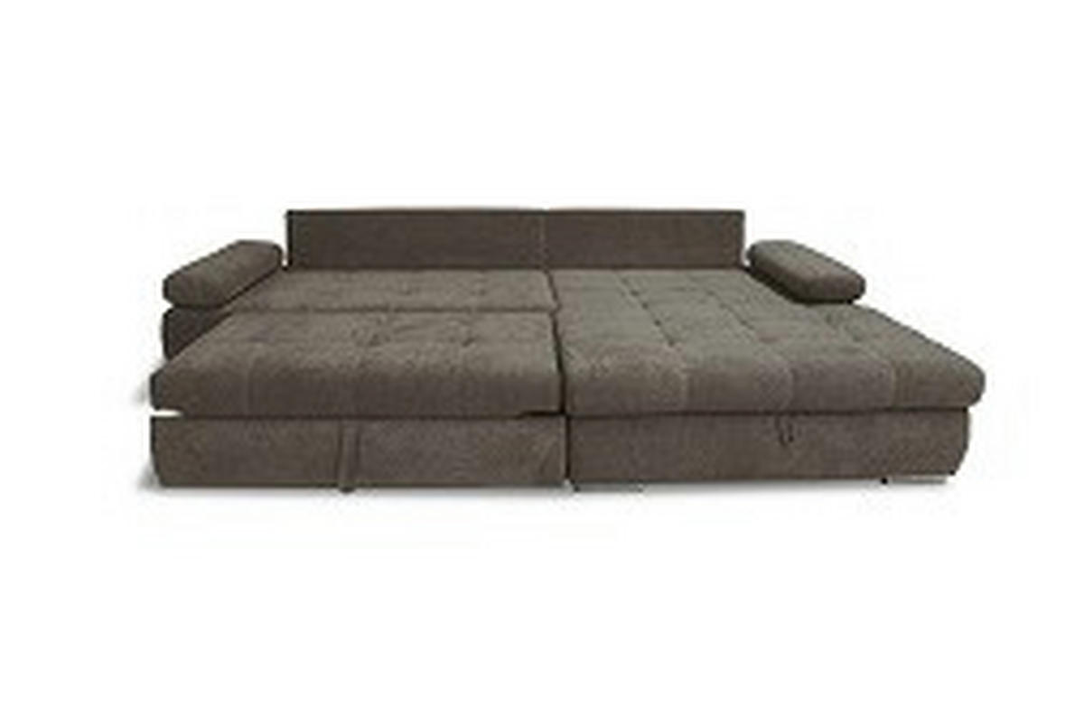 ECKSOFA Anthrazit Flachgewebe Rückenkissen, Bettkasten, Schlaffunktion, Rücken echt, Armteilverstellung  - Chromfarben/Anthrazit, Design, Kunststoff/Textil (294/173cm) - Carryhome
