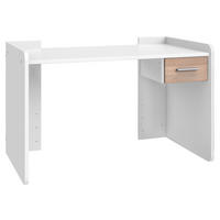 SCHREIBTISCH 124/70/77 cm Weiß, Eichefarben  - Eichefarben/Alufarben, KONVENTIONELL, Holzwerkstoff/Kunststoff (124/70/77cm) - Boxxx