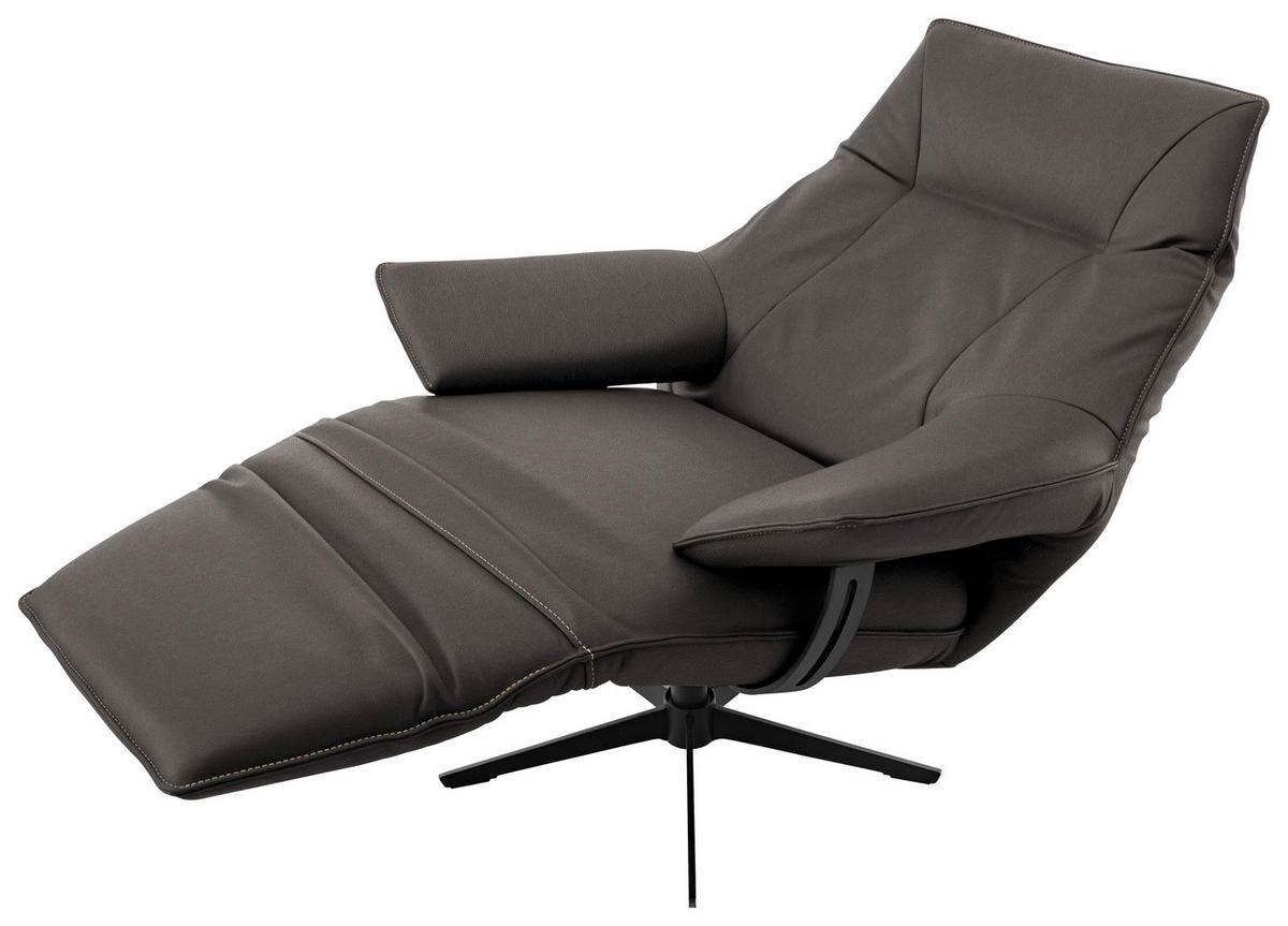 RELAXSESSEL in Leder Dunkelbraun  - Dunkelbraun/Beige, Design, Leder/Metall (92/79/82cm) - Dieter Knoll