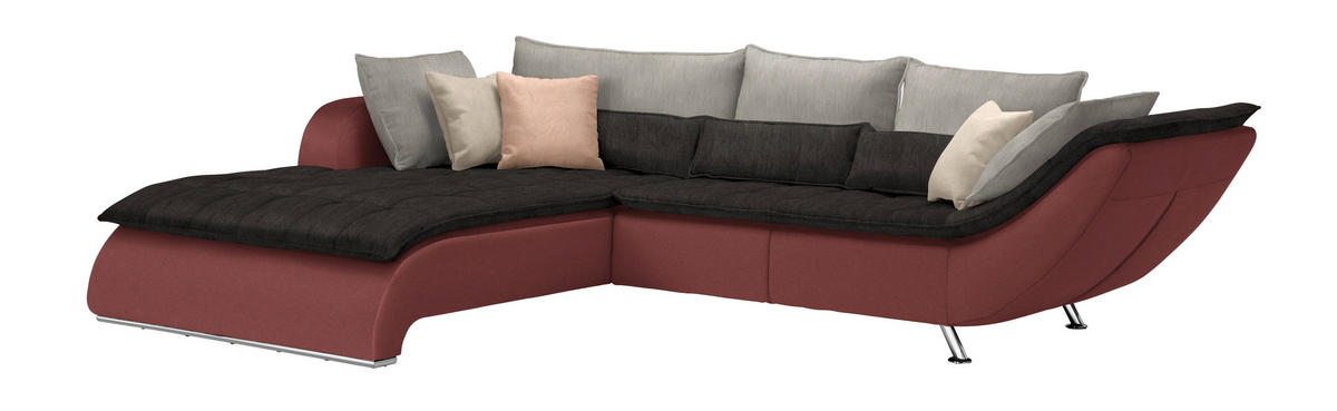 SOFFA i textil gammelrosa, ljusgrå, mörkgrå  - mörkgrå/kromfärg, Design, metall/textil (220/300cm) - Livetastic