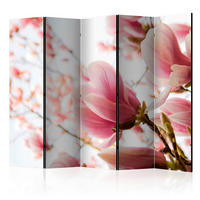 PARAVENT mit 5  Flügel - Pink/Weiß, Basics, Holz/Textil (225/172/3cm) - artgeist