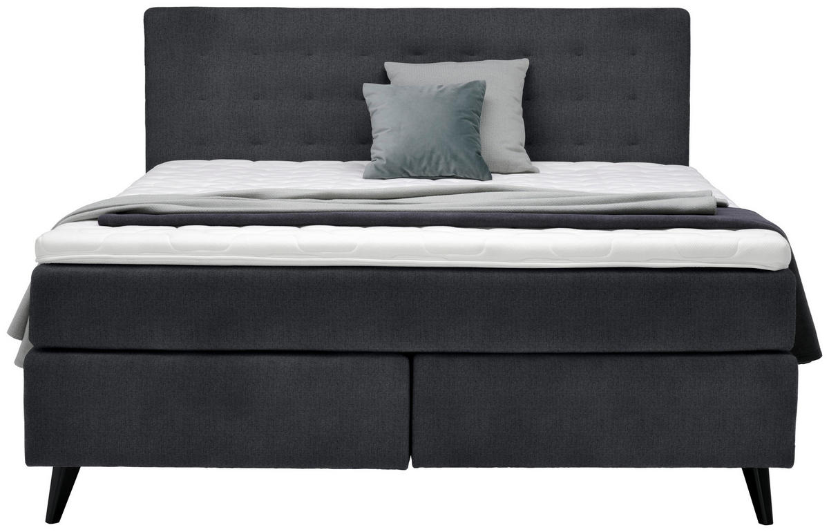 BOXSPRINGBETT 180/200 cm  in Anthrazit  - Anthrazit/Schwarz, Konventionell, Holz/Textil (180/200cm) - Voleo