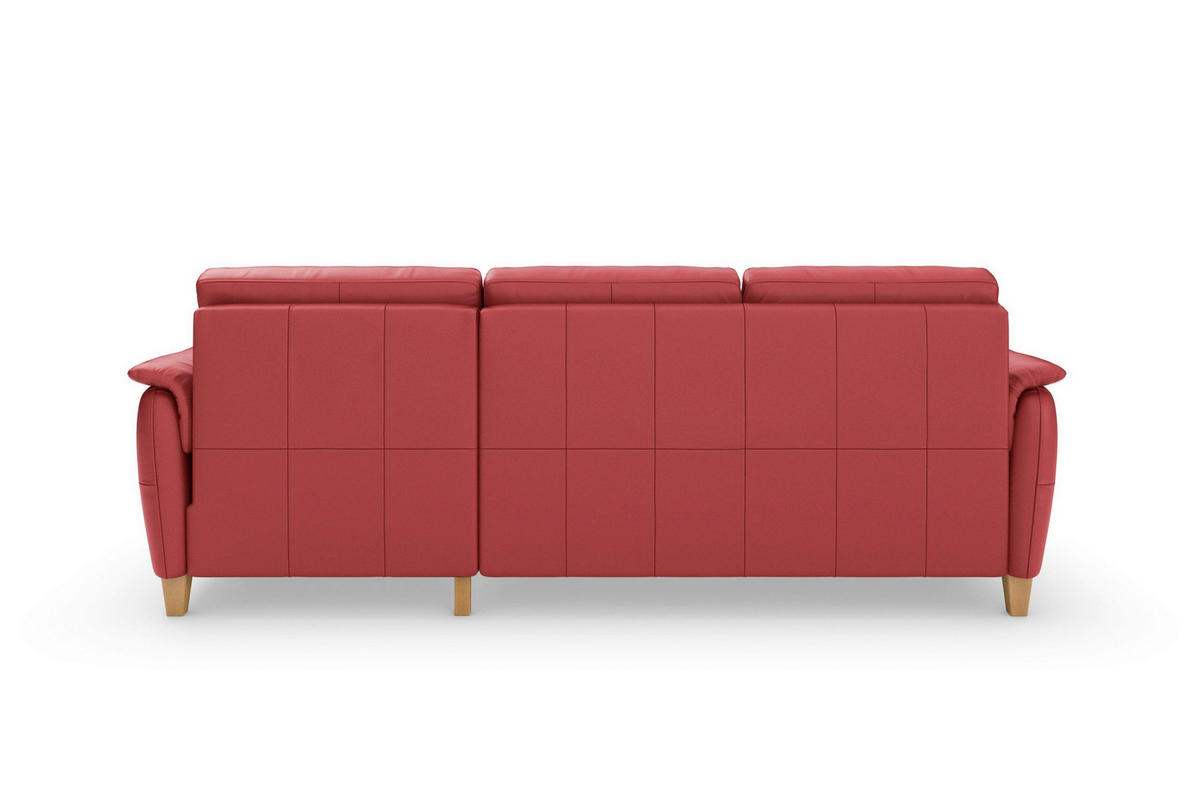 ECKSOFA PALMERA E Rot Echtleder  - Eichefarben/Rot, Basics, Leder/Holz (244/163cm) - Sit & More