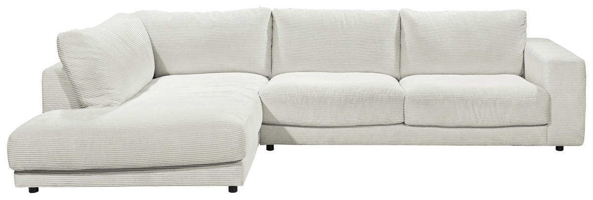 ECKSOFA Hellgrau Cord  - Hellgrau/Schwarz, Design, Kunststoff/Textil (224/325cm) - Hom`in