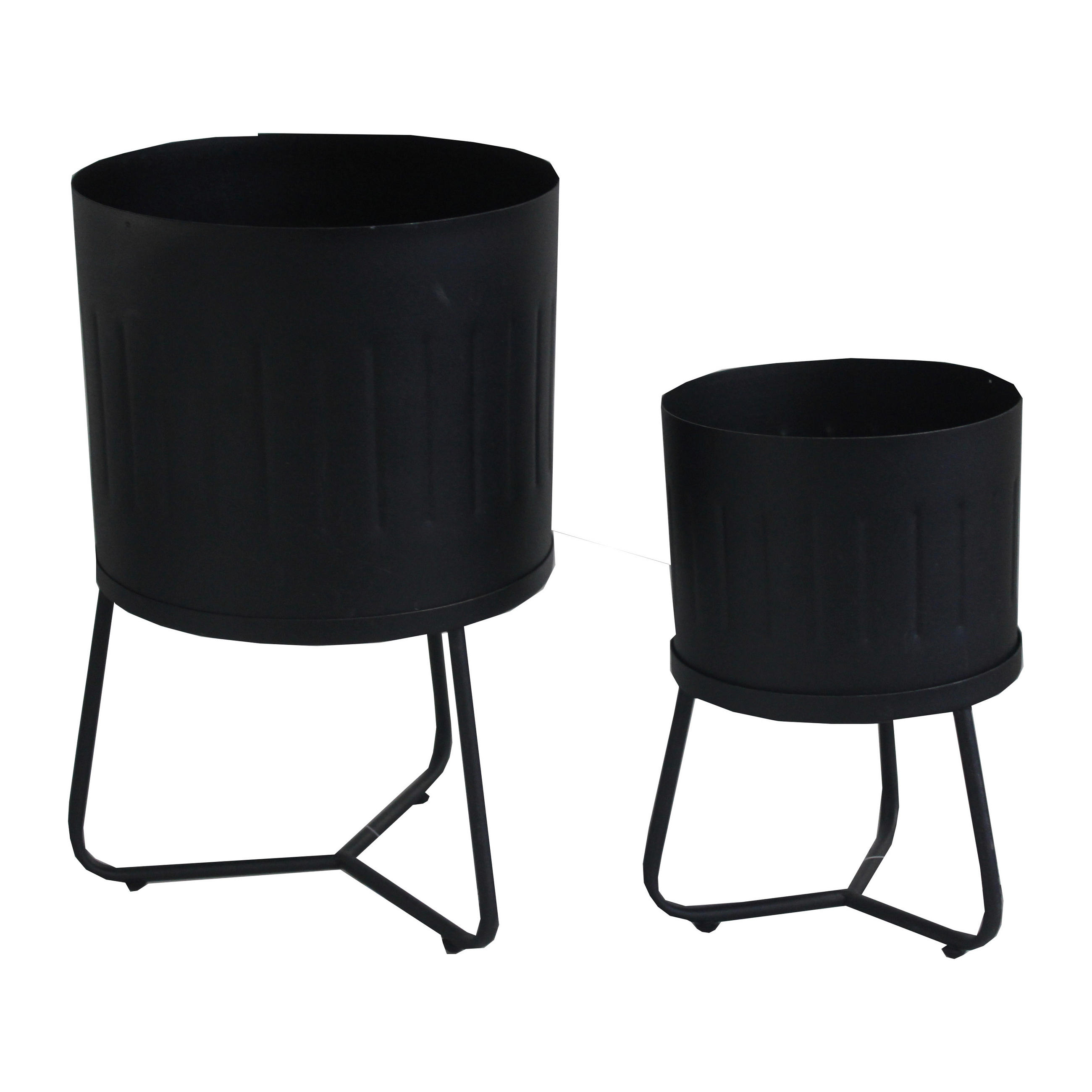 BLUMENTOPF   - Schwarz/Grau, Basics, Metall - Atrigo