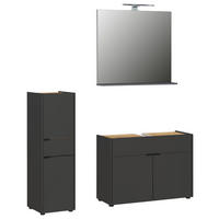 BADEZIMMER 3-teilig  in 129 cm  - Eichefarben/Schwarz, MODERN, Holzwerkstoff/Kunststoff (129cm) - Germania