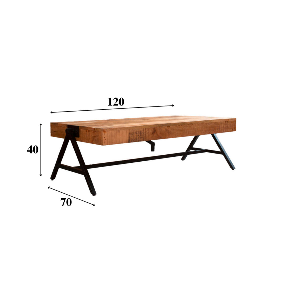 COUCHTISCH in Holz  - Schwarz/Braun, MODERN, Holz/Metall (70/40/120cm) - MID.YOU