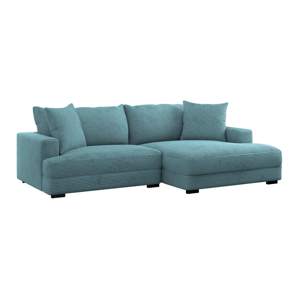 ECKSOFA Türkis Cord  - Türkis/Schwarz, MODERN, Textil (265/180cm) - P & B