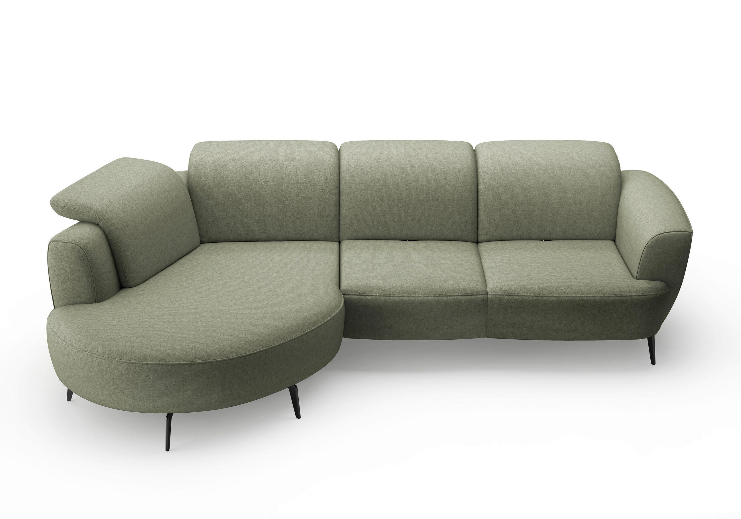 ECKSOFA in Flachgewebe Olivgrün  199/309 cm  - Schwarz/Olivgrün, KONVENTIONELL, Textil/Metall (199/309cm) - Sit & More