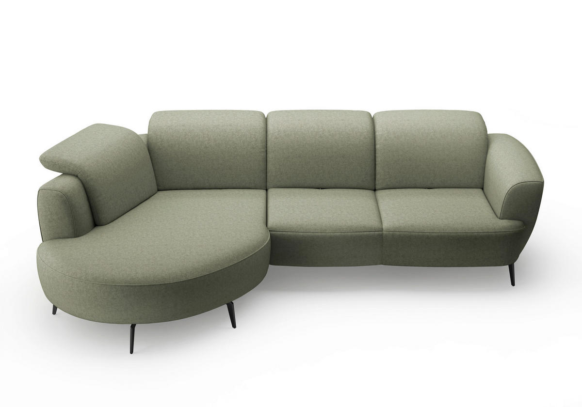 ECKSOFA in Flachgewebe Olivgrün  199/309 cm  - Schwarz/Olivgrün, KONVENTIONELL, Textil/Metall (199/309cm) - Sit & More