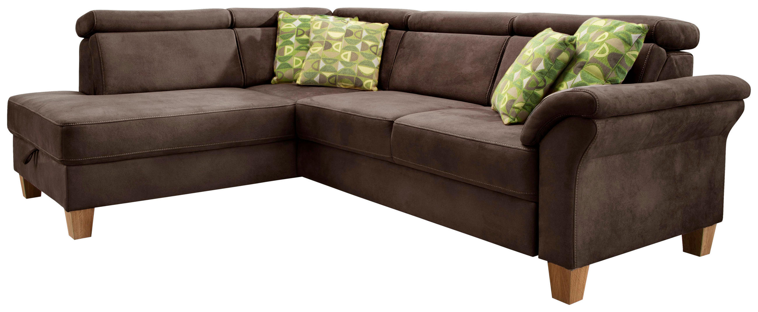 ECKSOFA in Mikrofaser Mokka - Eichefarben/Beige, Konventionell, Holz/Textil (194/245cm) - Sit & More
