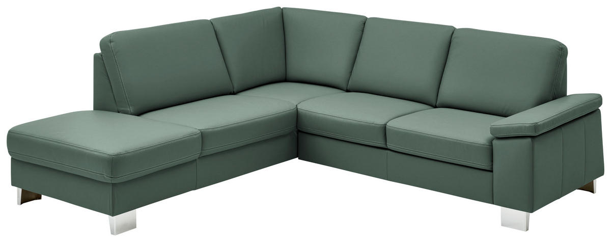 ECKSOFA  in Echtleder Opal  235/248 cm  - Opal/Alufarben, Design, Leder/Metall (235/248cm) - Beldomo Premium