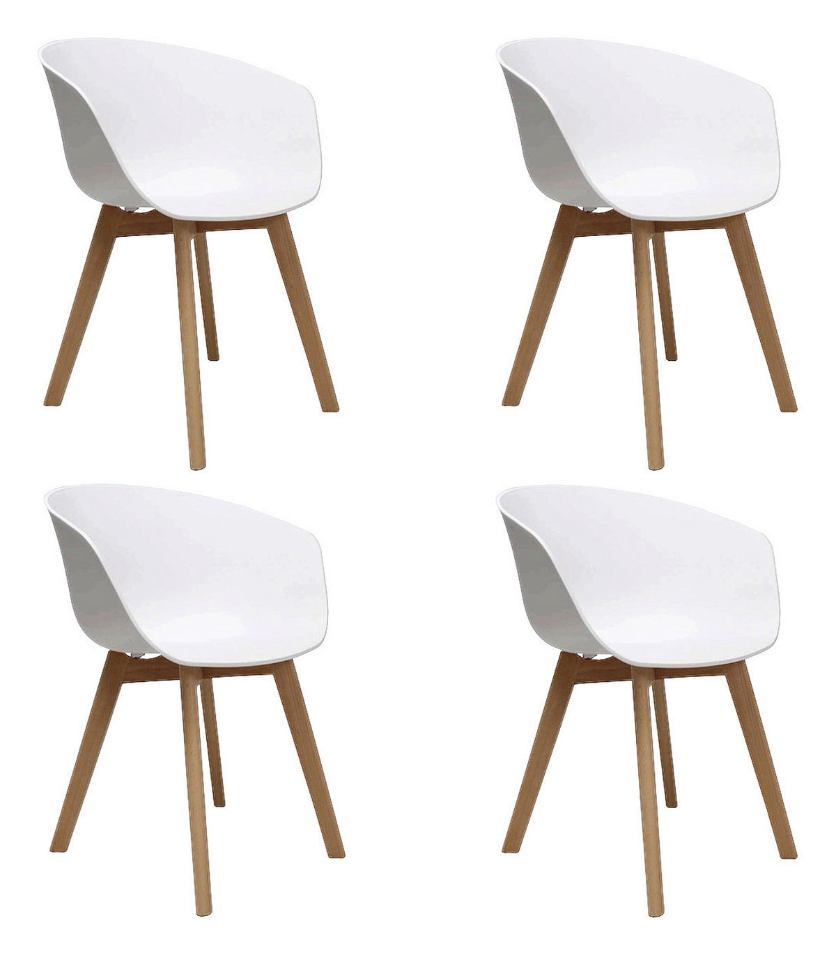 ARMLEHNSTUHL-SET 4 Stück  in  - Weiß/Naturfarben, MODERN, Holz/Kunststoff (60/78,5/44cm) - MID.YOU