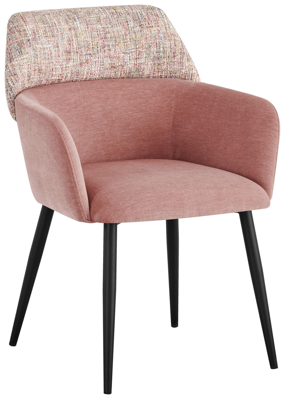 ARMLEHNSTUHL  in Eisen Webstoff  - Schwarz/Rosa, Design, Textil/Metall (61/83/61cm) - Novel