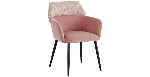 ARMLEHNSTUHL  Stoffauswahl, Typenauswahl Webstoff  - Schwarz/Rosa, Design, Textil/Metall (61/83/61cm) - Novel