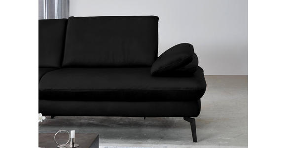 ECKSOFA in Echtleder Schwarz  - Schwarz, Design, Leder/Metall (157/325cm) - Dieter Knoll