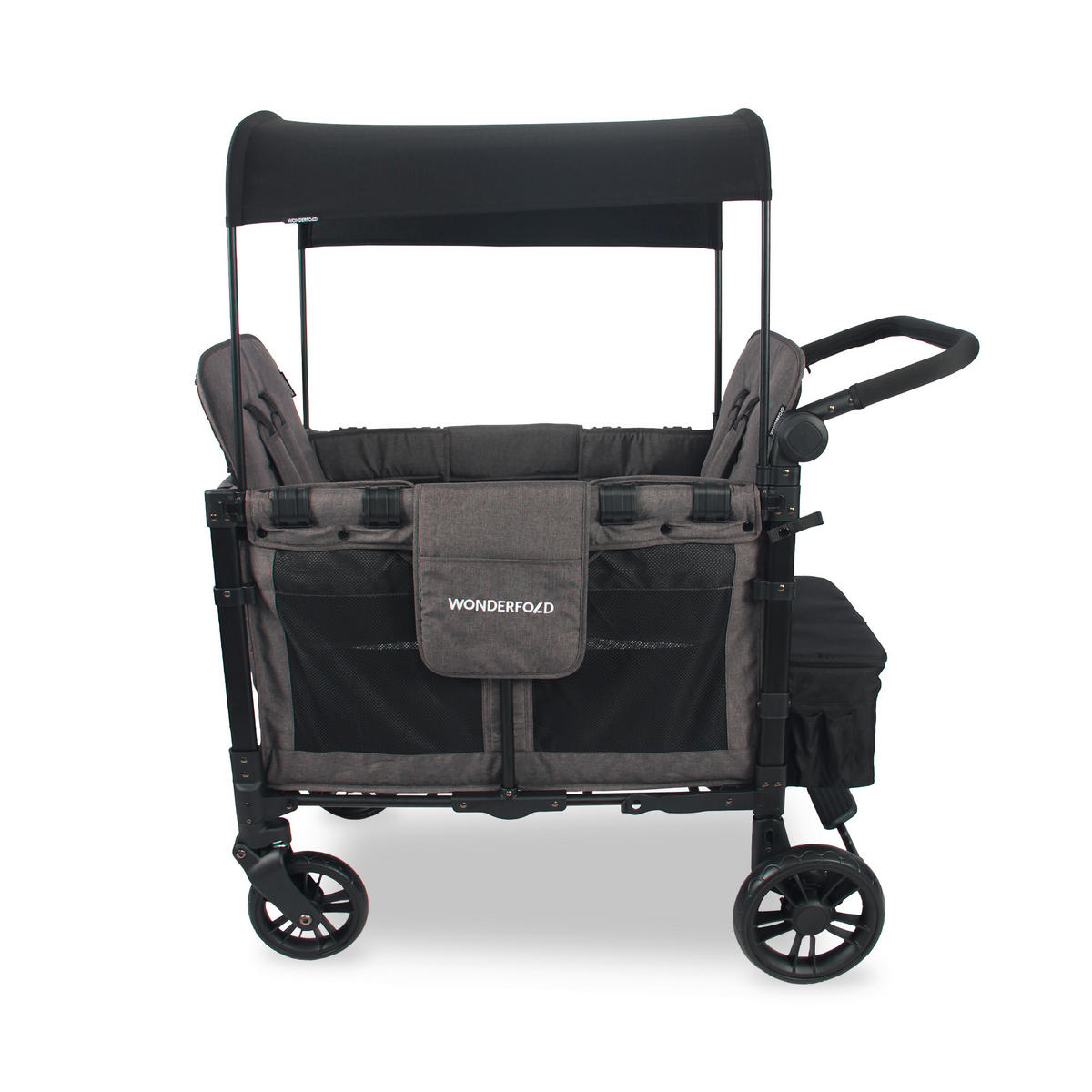 BOLLERWAGEN W2 Elite Double Stroller Wagon Schwarz, Grau 63.50/113.03/137.16 cm  - Schwarz/Grau, Basics, Textil/Metall (63.50/113.03/137.16cm) - WONDERFOLD