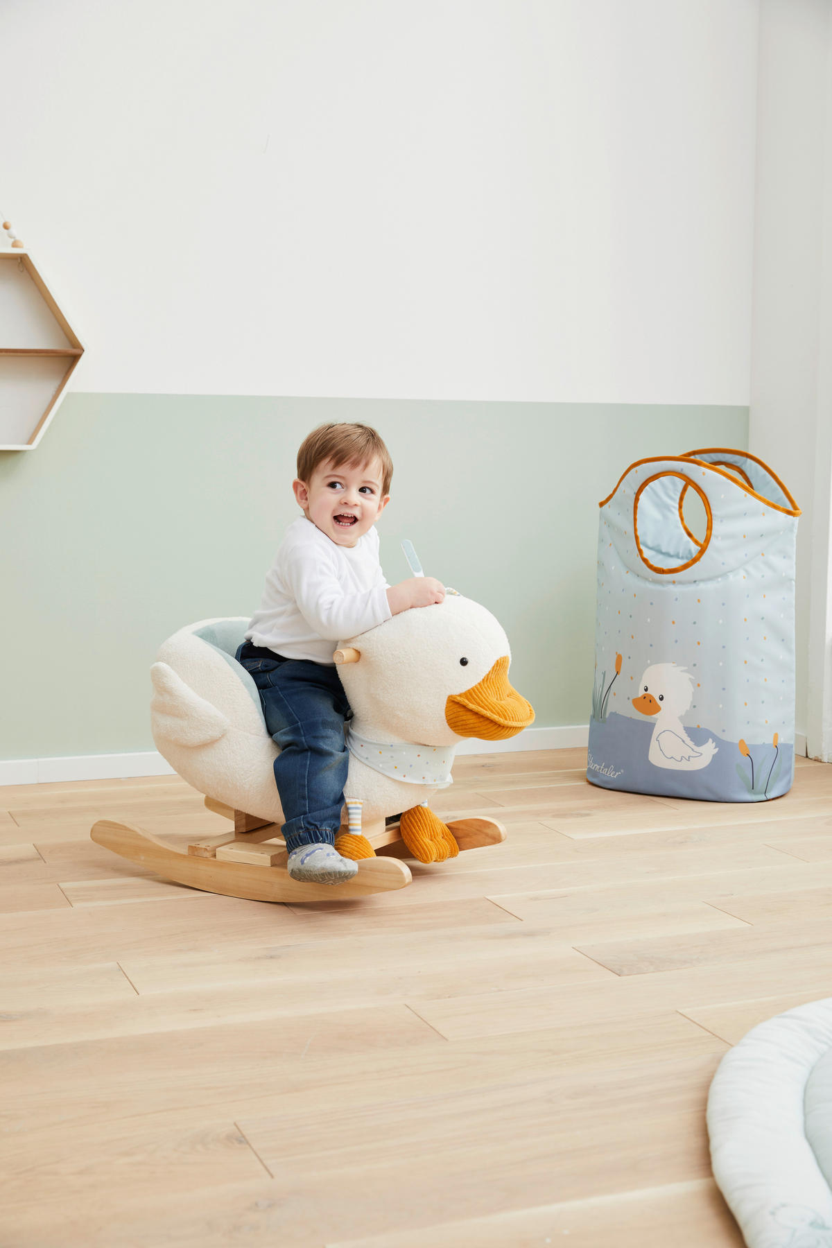 SCHAUKELTIER Edda  - Türkis, Basics, Holz/Textil (63/35/47cm) - Sterntaler