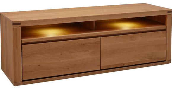 TV-ELEMENT Eiche furniert, massiv Eichefarben - Eichefarben, KONVENTIONELL, Holz (165/57/51cm) - Voleo