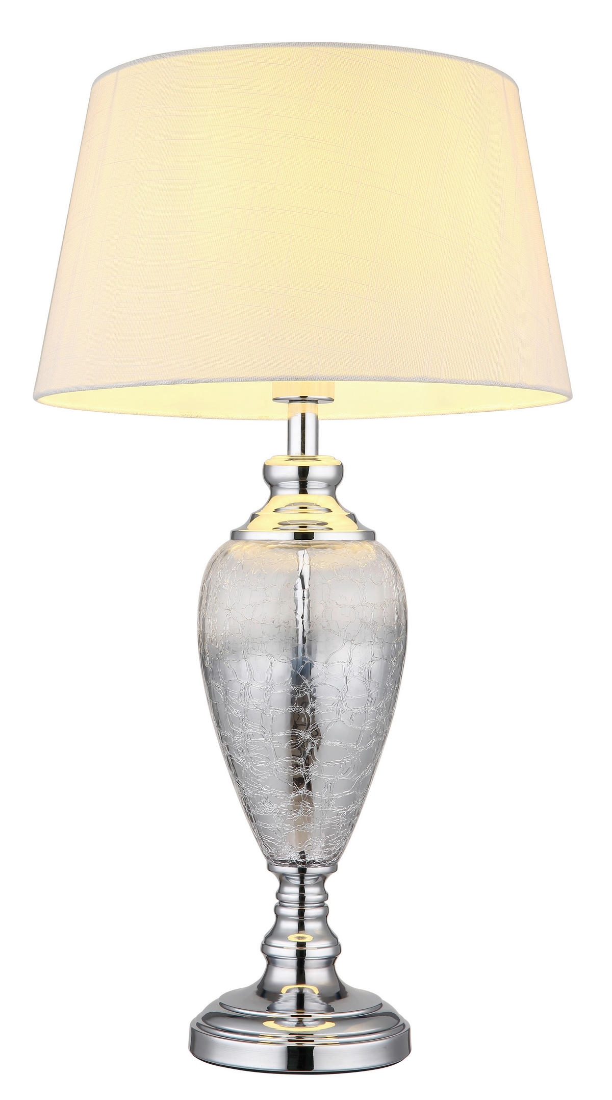 TISCHLEUCHTE - Klar/Chromfarben, Konventionell, Glas/Textil (38/66cm) - Globo